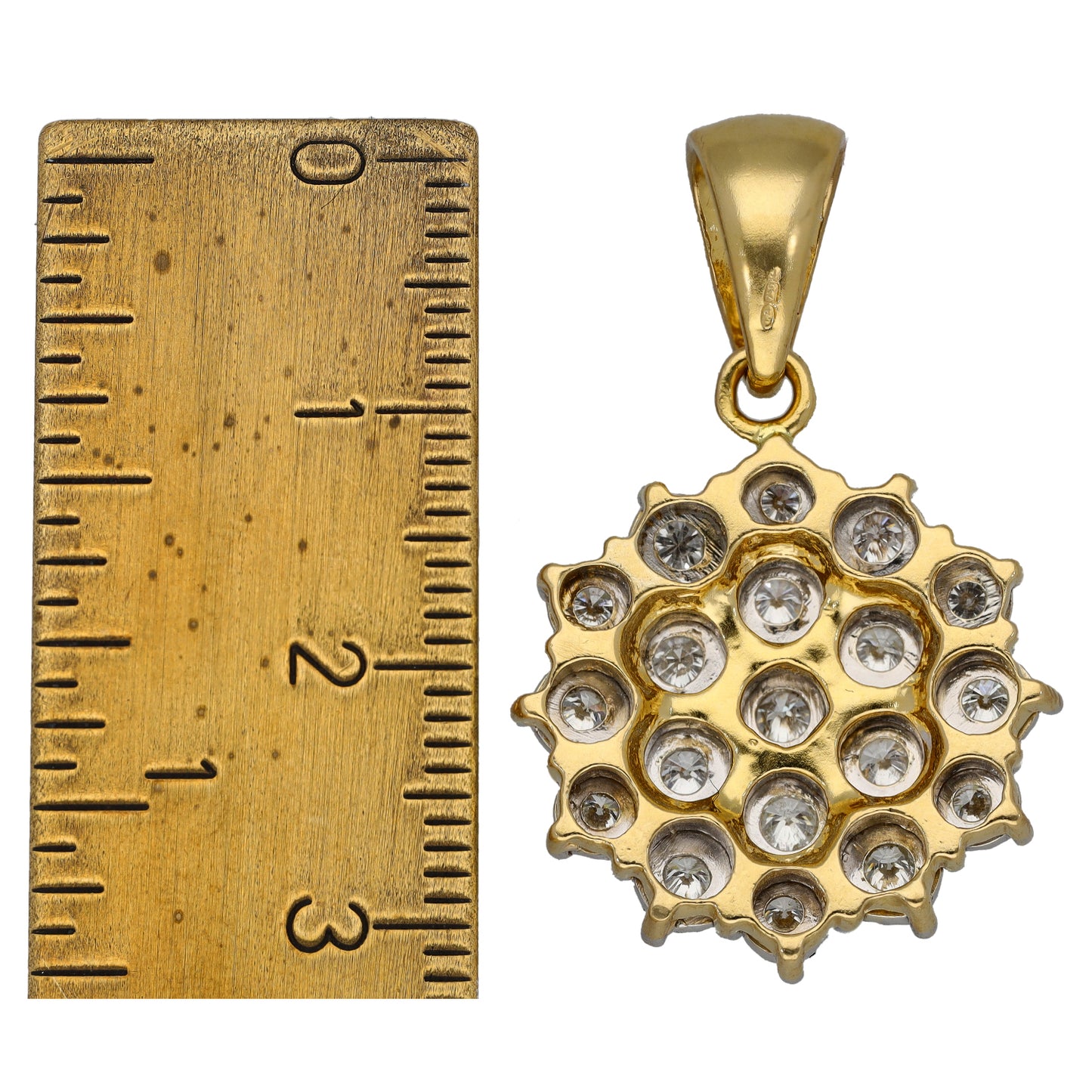 18ct Gold 0.95ct Diamond Cluster Pendant