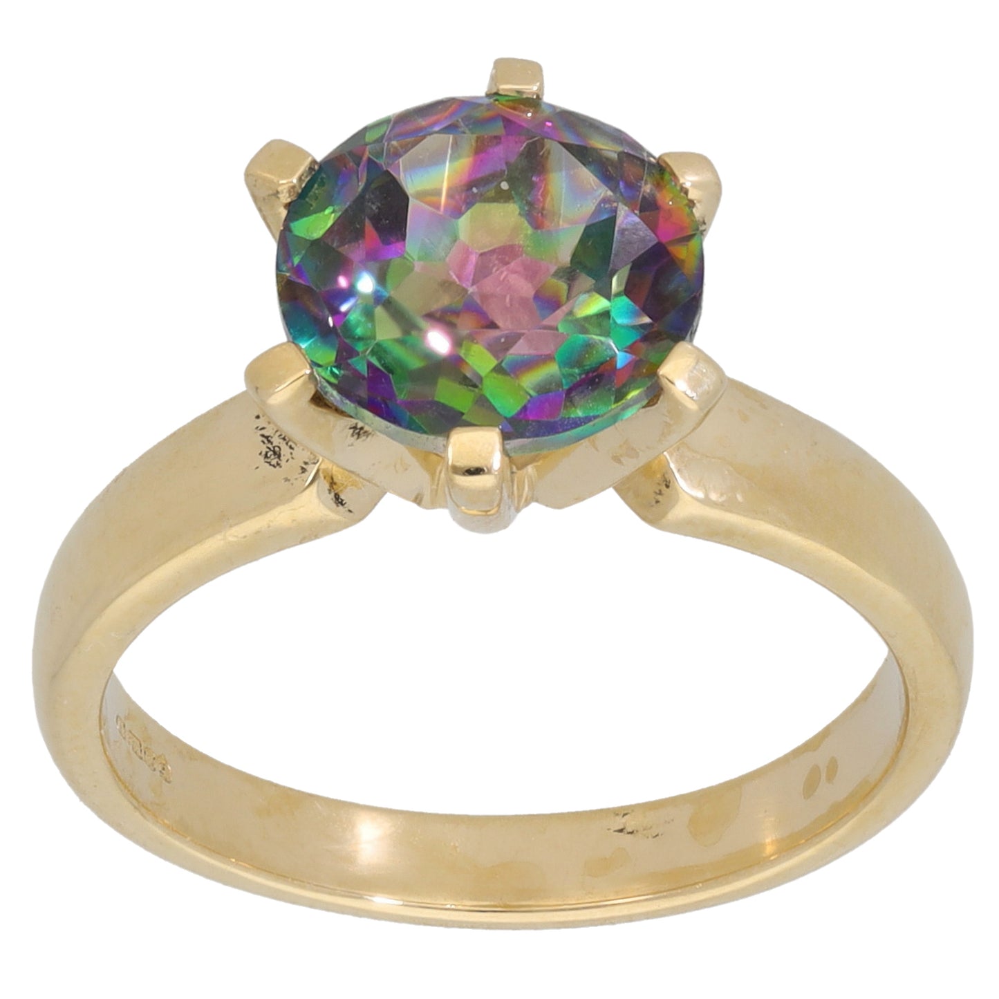 9ct Gold Coated Topaz Single Stone Ring Size N