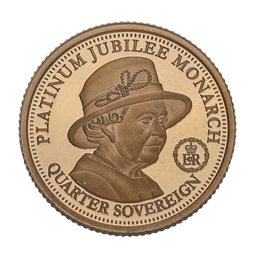 22ct Gold Platinum Jubilee Monarch Quarter Sovereign Coin 2022