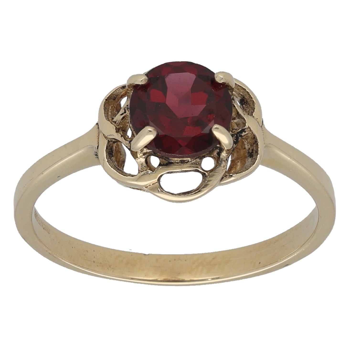 9ct Gold Garnet Single Stone Ring Size N
