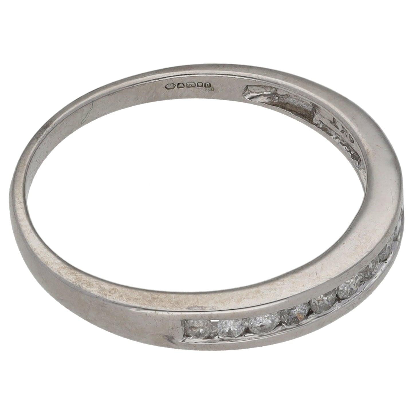 18th 9ct White Gold 0.25ct Diamond Half Eternity Ring Size Q