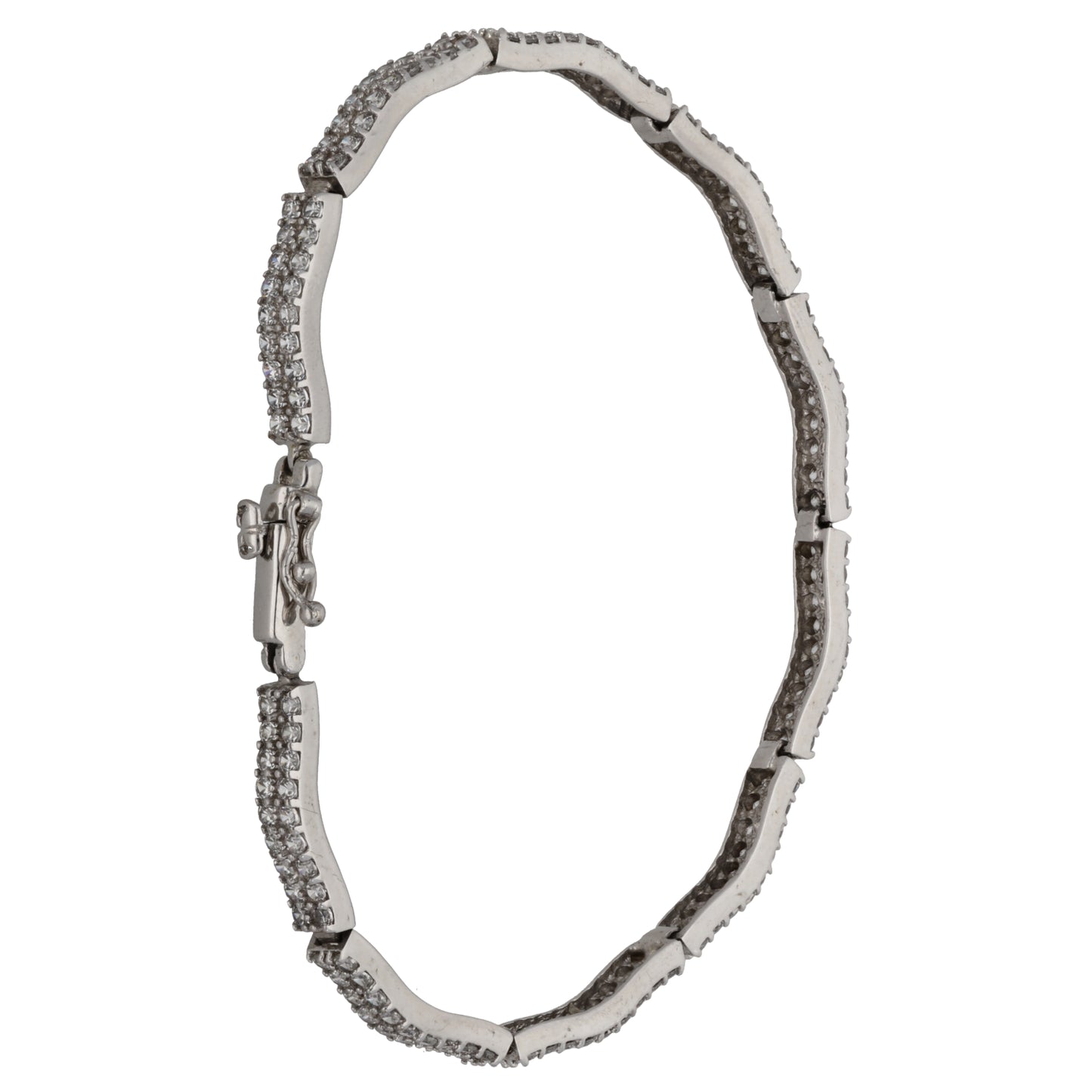 9ct White Gold Cubic Zirconia Fancy Stone Set Bracelet