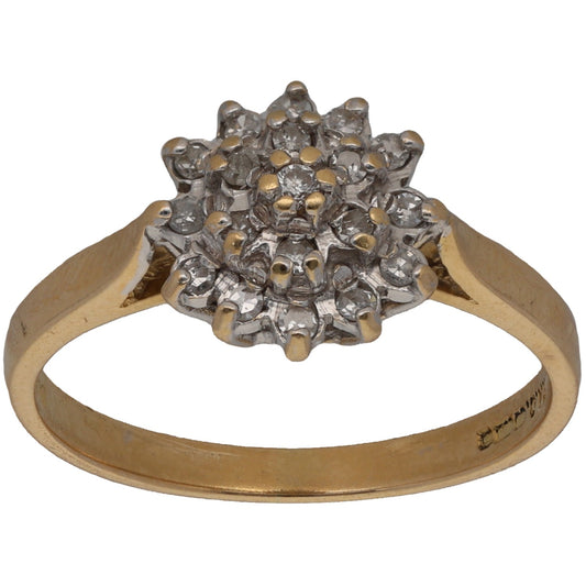 18ct Gold 0.15ct Diamond Cluster Ring Size L
