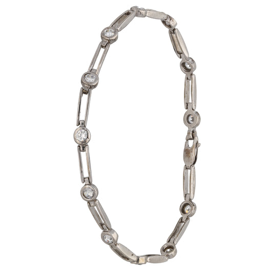 9ct White Gold Cubic Zirconia Fancy Stone Set Bracelet