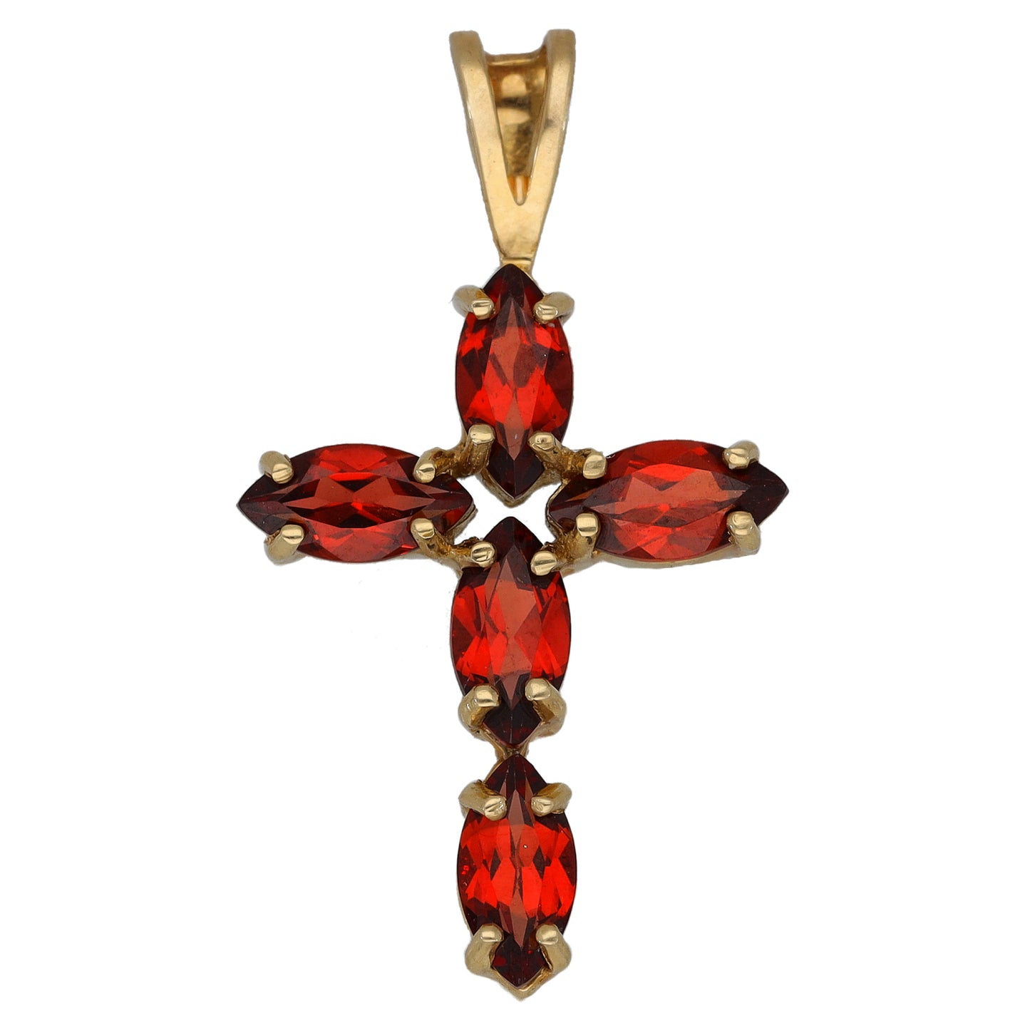 14ct Gold Garnet Cross Pendant