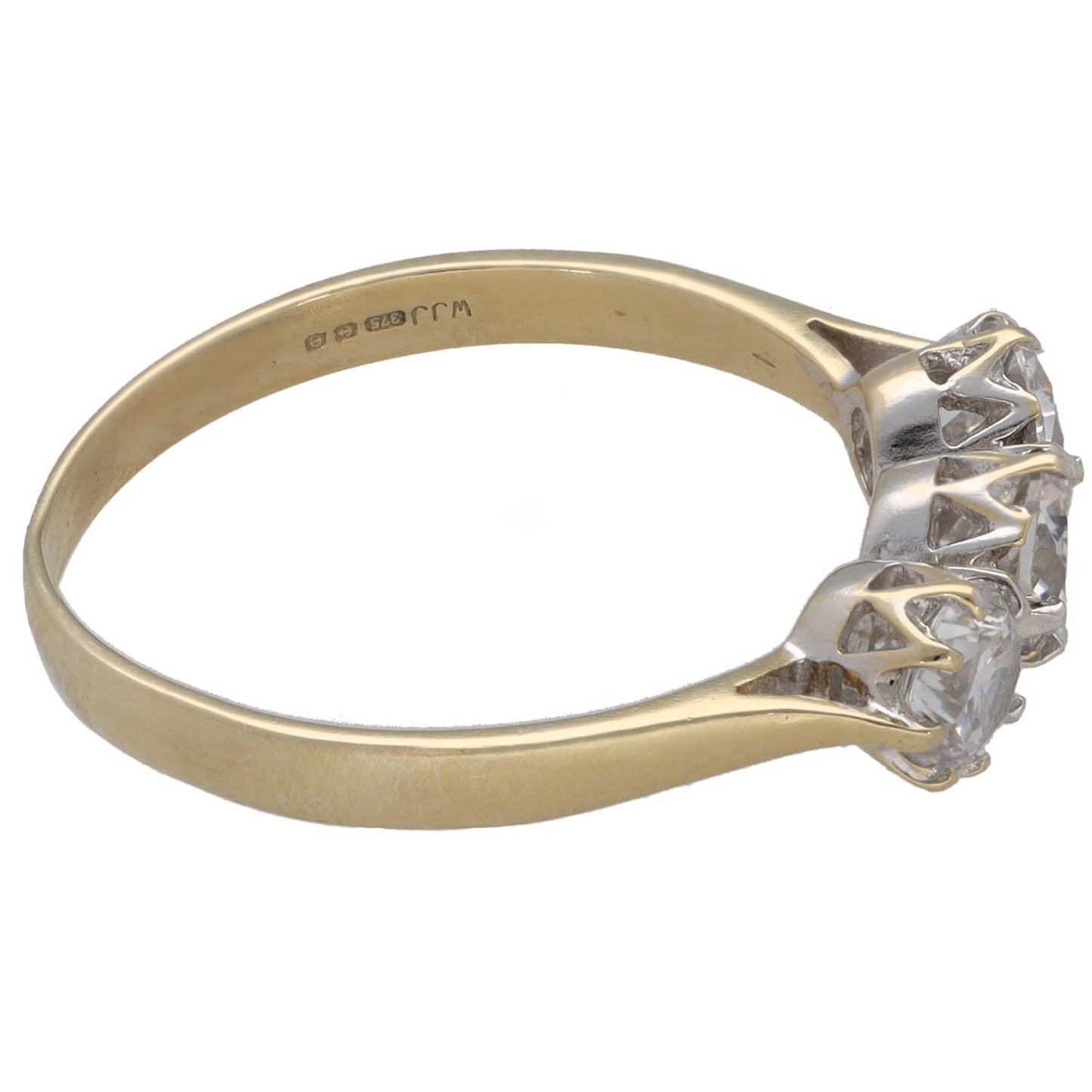 9ct Gold Cubic Zirconia Trilogy Ring Size Q