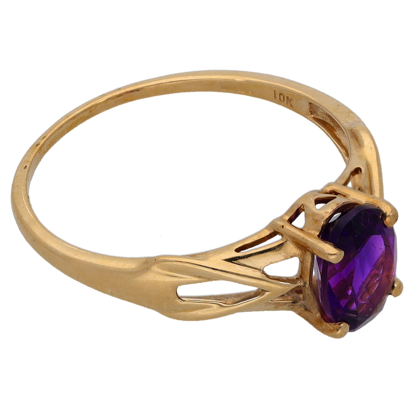 9ct Gold Amethyst Single Stone Ring Size P