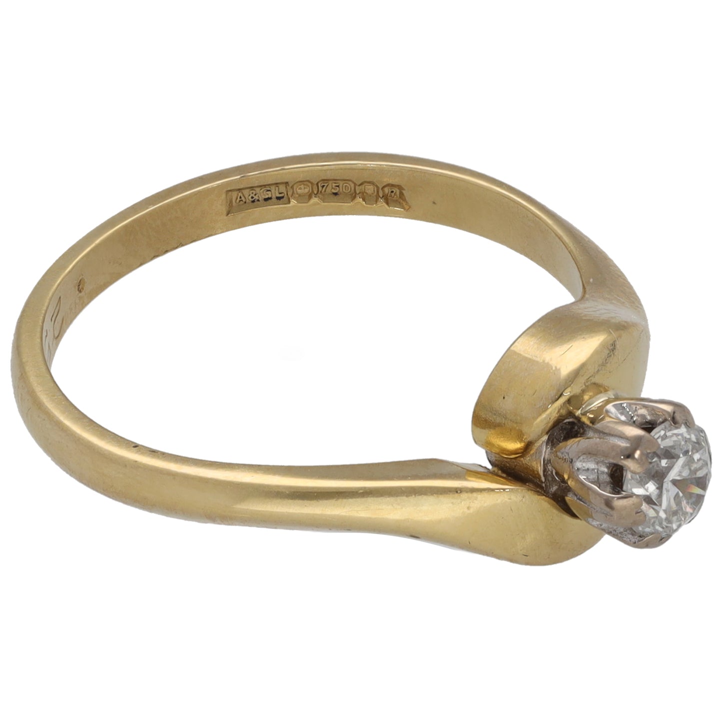 18ct Gold 0.25ct Diamond Solitaire Ring Size O