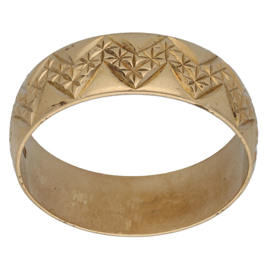 9ct Gold Patterned Wedding Ring Size M