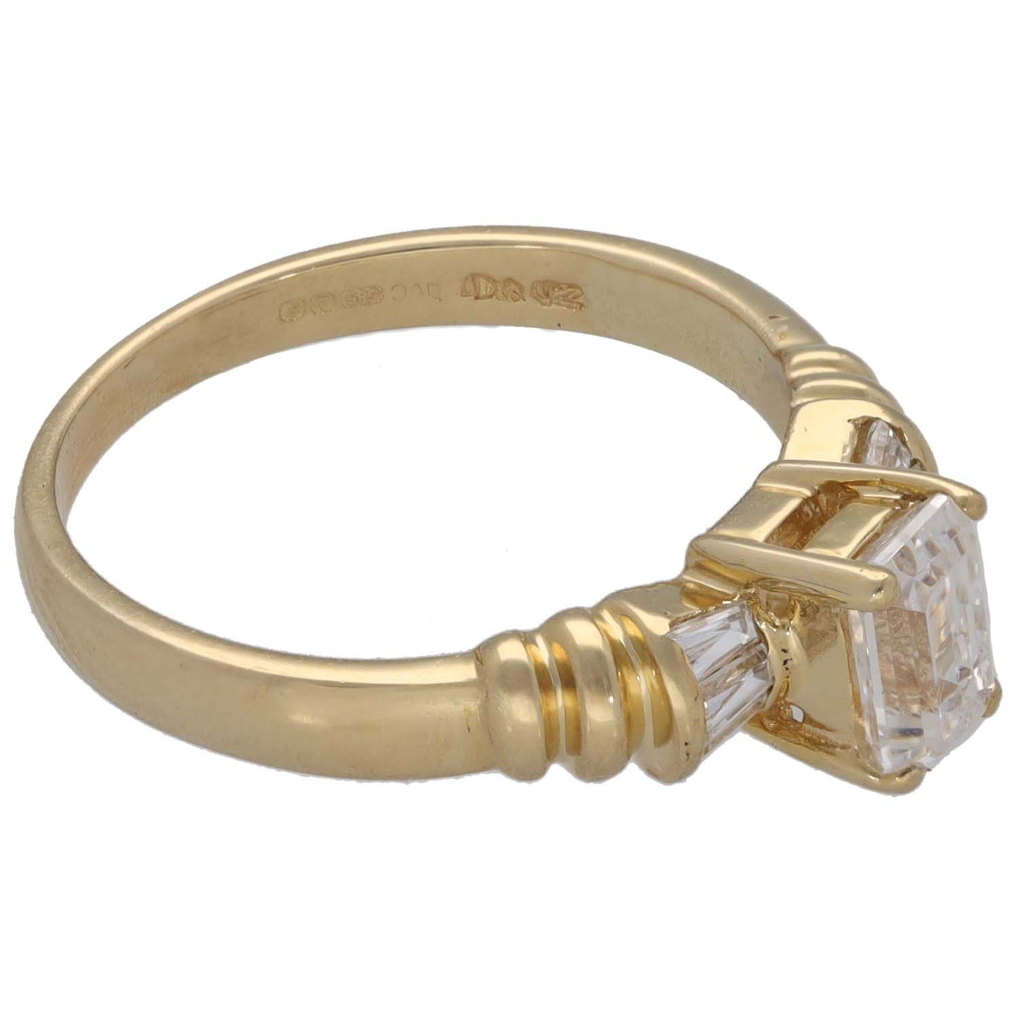 14ct Gold Cubic Zirconia Single Stone Ring With Accents Size L