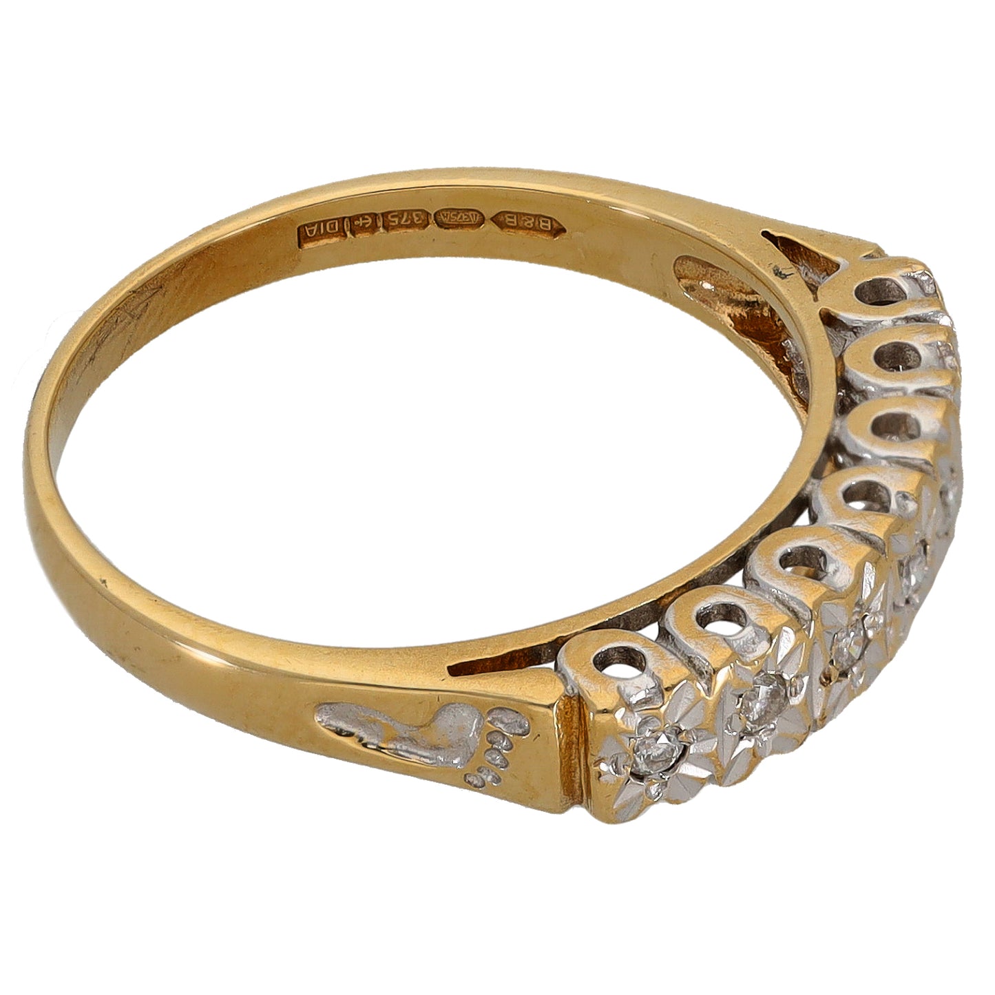 9ct Gold 0.10ct Diamond Half Eternity Ring Size P