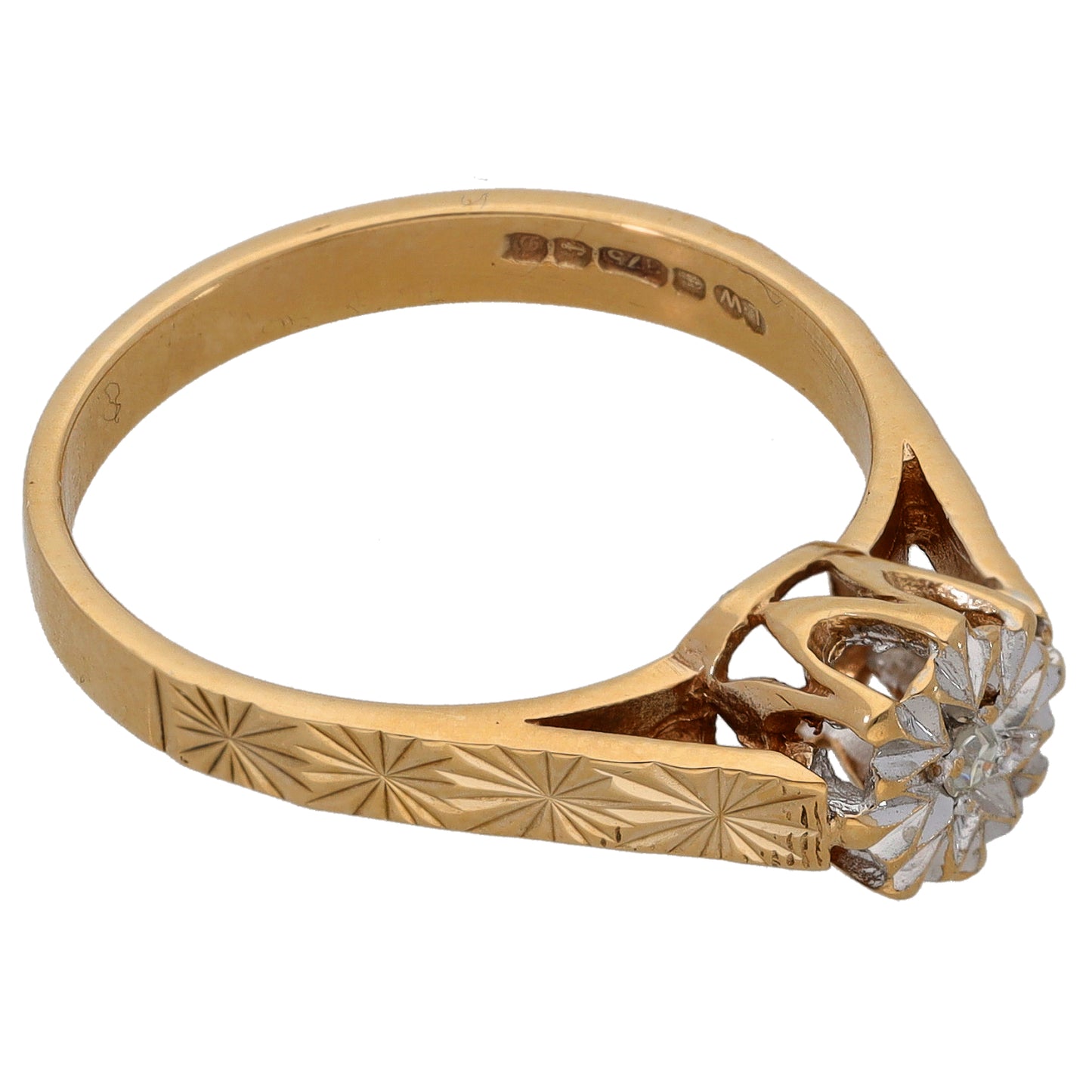 9ct Gold 0.03ct Diamond Solitaire Ring Size R