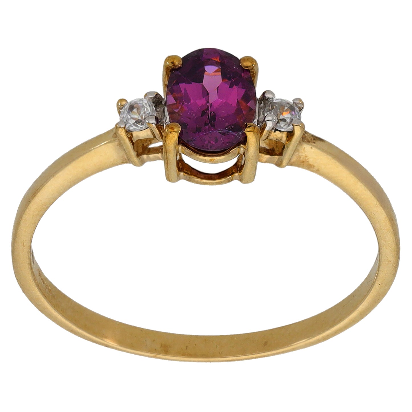 9ct Gold Spinel & Imitation Gems Trilogy Rings Size S