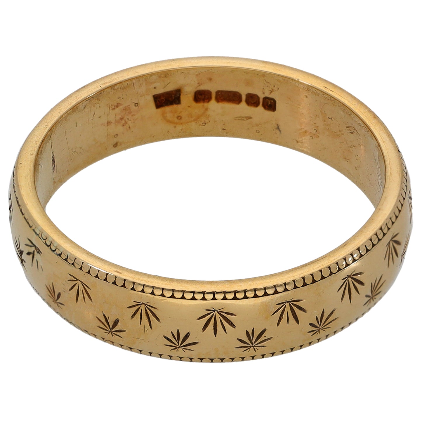9ct Gold Patterned Wedding Ring Size T