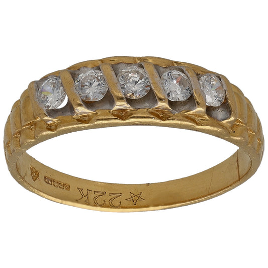 22ct Gold Cubic Zirconia Half Eternity Ring Size N