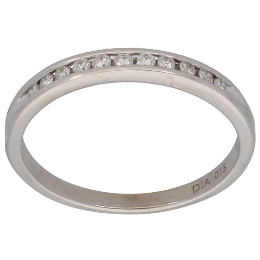 9ct White Gold 0.15ct Diamond Half Eternity Ring Size N