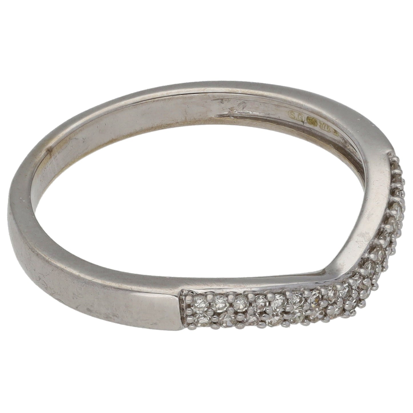 9ct White Gold 0.15ct Diamond Wishbone Ring Size O