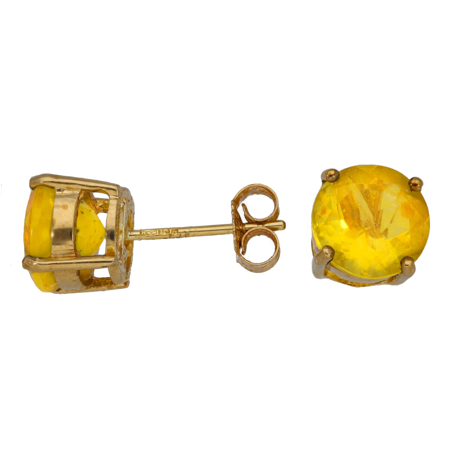 9ct Gold Fluorite Single Stone Stud Earrings
