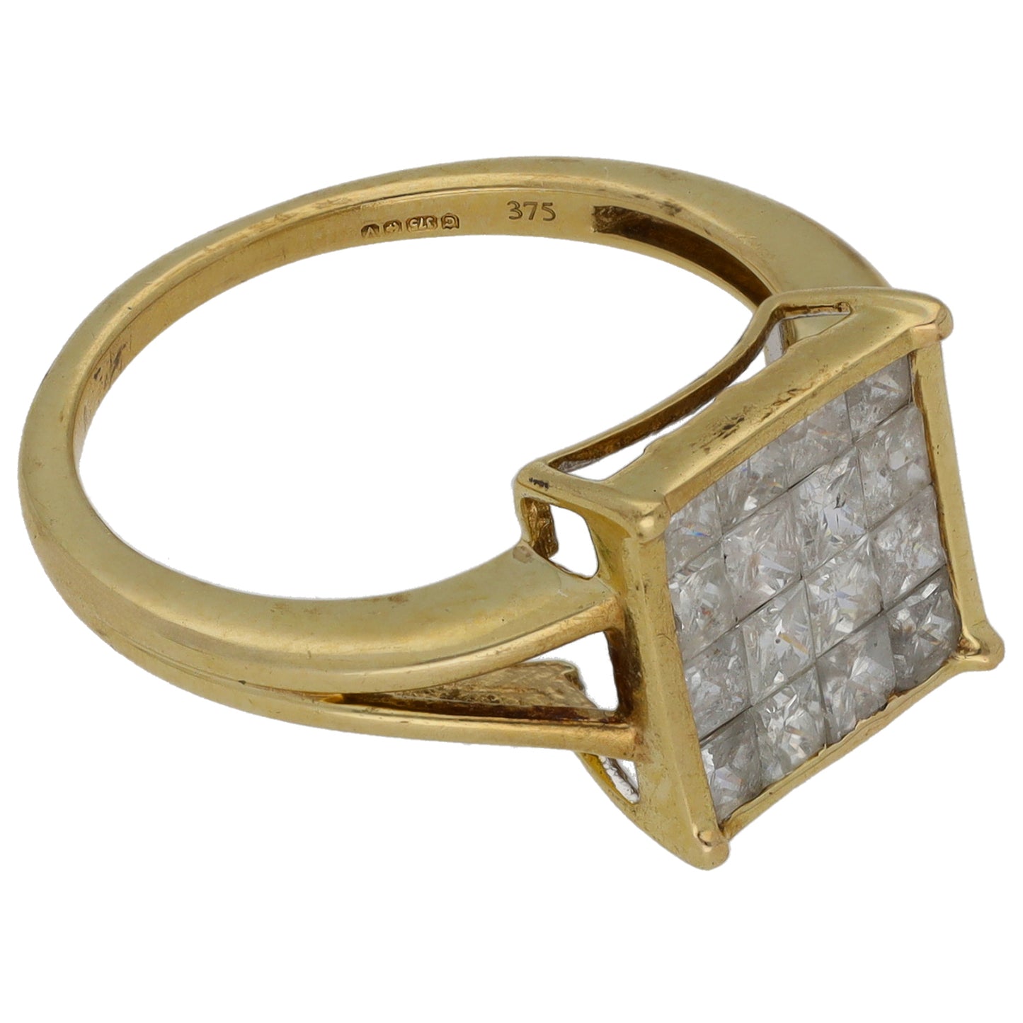 9ct Gold 0.80ct Diamond Cluster Ring Size N