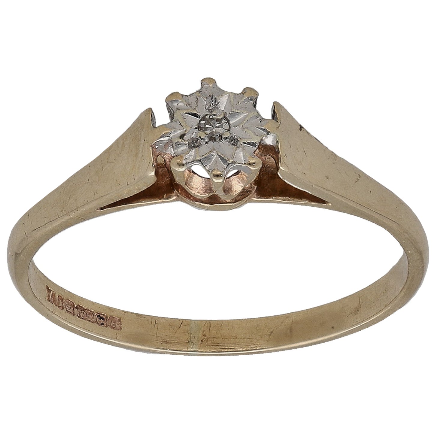 9ct Gold 0.01ct Diamond Solitaire Ring Size M