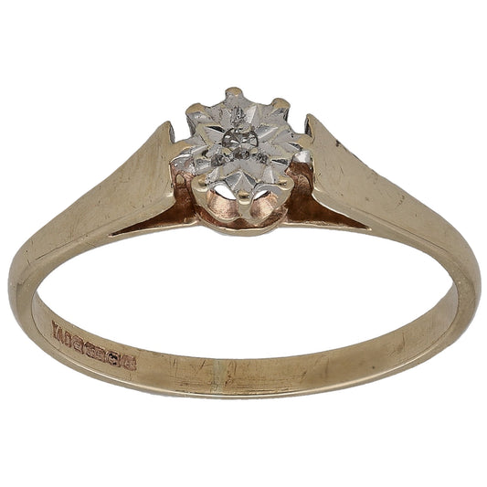 9ct Gold 0.01ct Diamond Solitaire Ring Size M