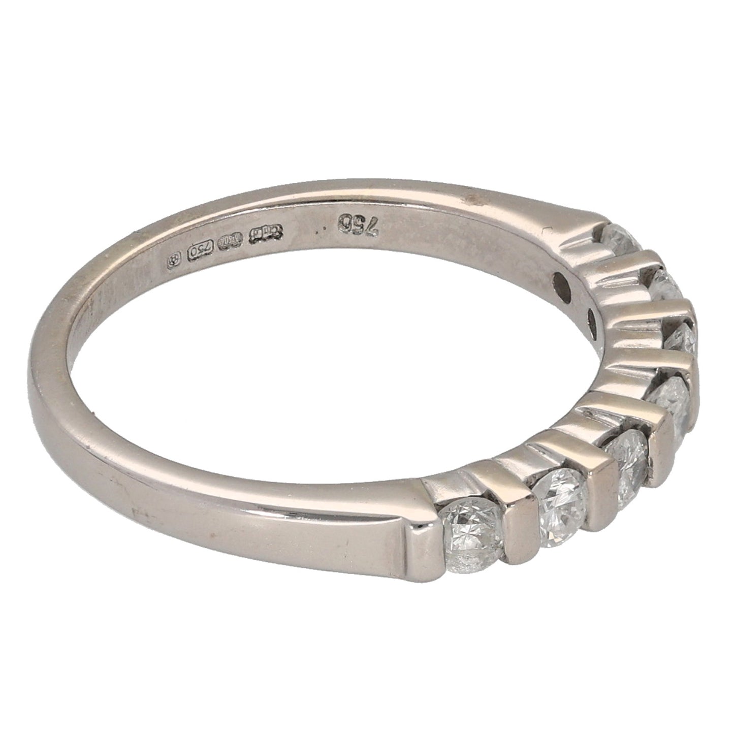 18ct White Gold 0.50ct Diamond Half Eternity Ring Size K