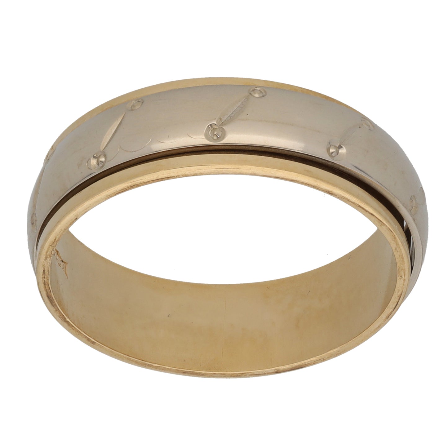 9ct Bi-Colour Gold Patterned Wedding Ring Size X