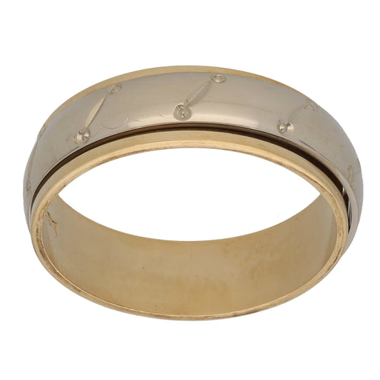 9ct Bi-Colour Gold Patterned Wedding Ring Size X