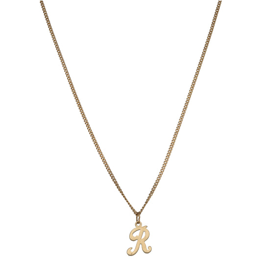 9ct Gold Initial 'R' Pendant With Chain