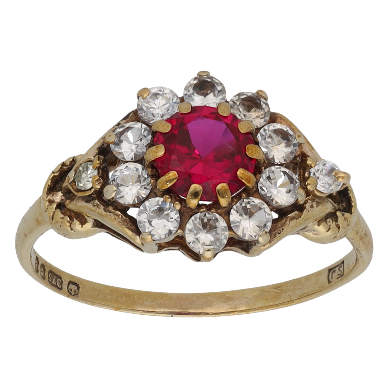 9ct Gold Imitation Gems Dress/Cocktail Ring Size M