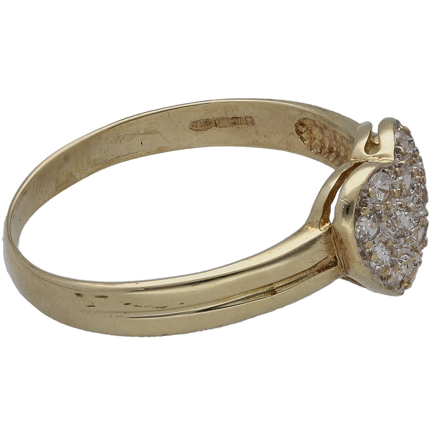 9ct Gold Cubic Zirconia Cluster Ring Size T