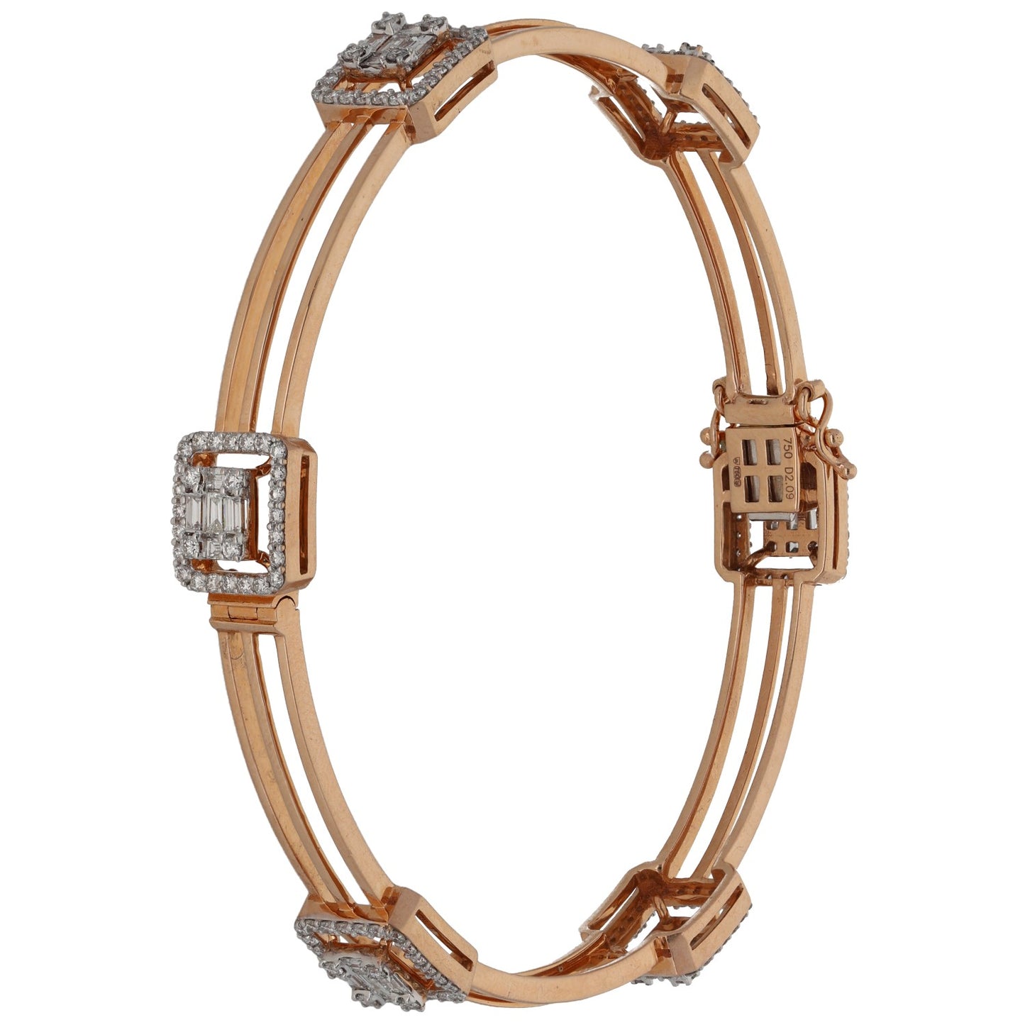 18ct Rose Gold 2.09ct Diamond Fancy Stone Set Bracelet