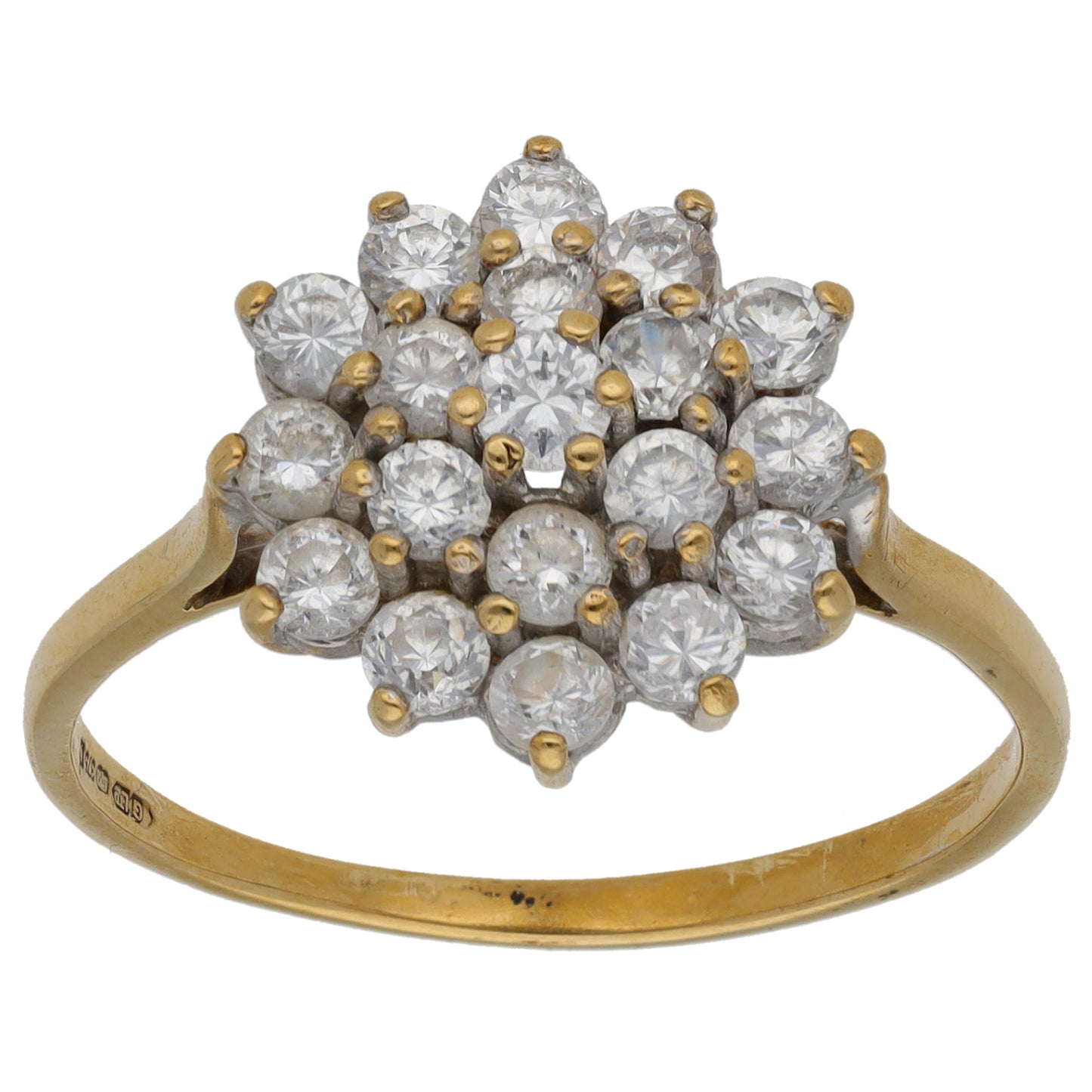 9ct Gold Cubic Zirconia Cluster Ring Size T