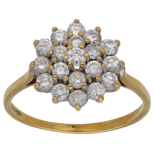 9ct Gold Cubic Zirconia Cluster Ring Size T