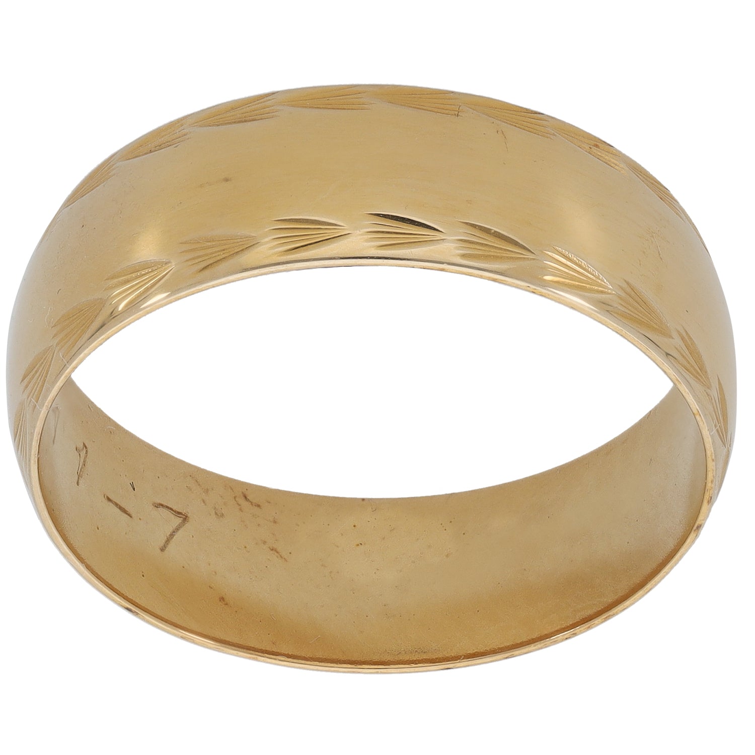 9ct Gold Patterned Wedding Ring Size V – H&T