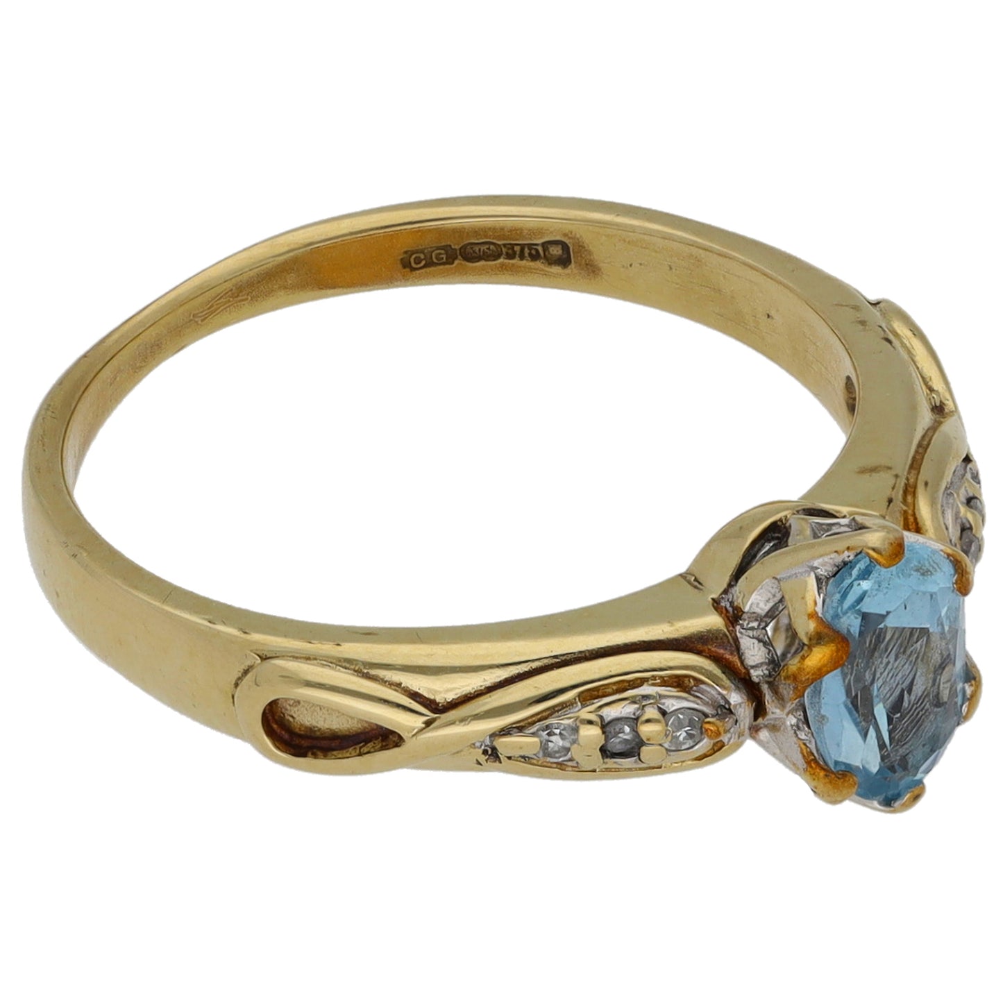 9ct Gold Topaz & 0.03ct Diamond Dress/Cocktail Ring Size K