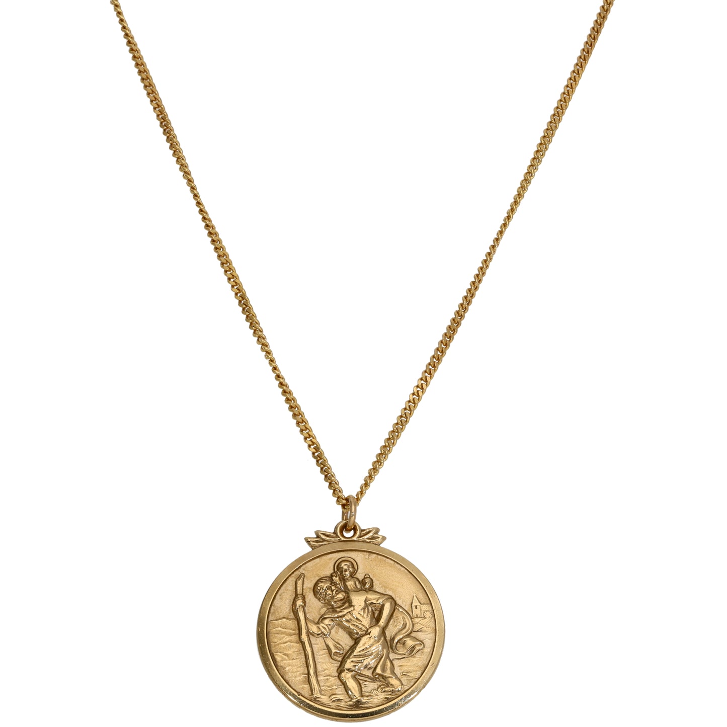 9ct Gold St Christopher Pendant With Chain
