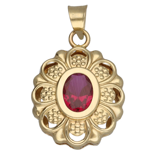 14ct Gold Imitation Gem Single Stone Pendant