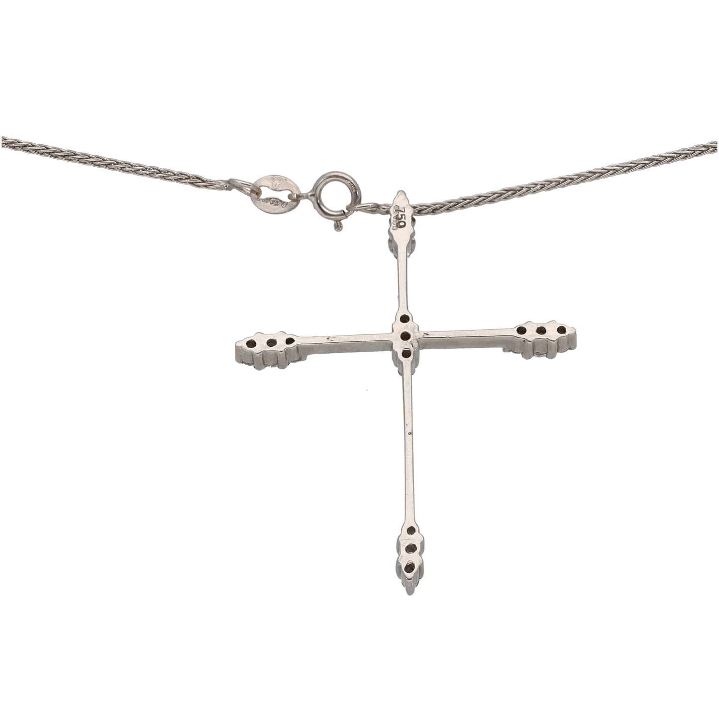 18ct White Gold 0.25ct Diamond Cross Pendant With Chain