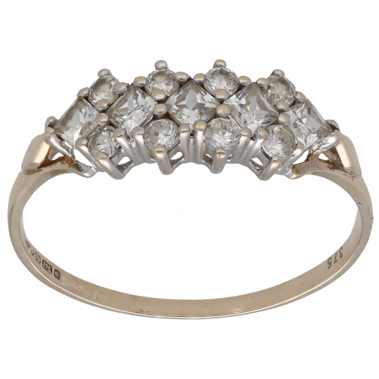 9ct Gold Cubic Zirconia Dress/Cocktail Ring Size T
