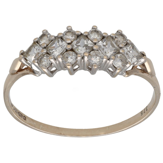 9ct Gold Cubic Zirconia Dress/Cocktail Ring Size T