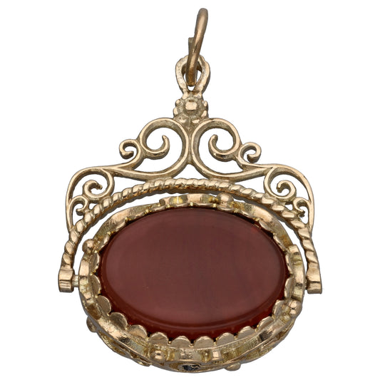 9ct Gold Carnelian & Onyx Fob Pendant
