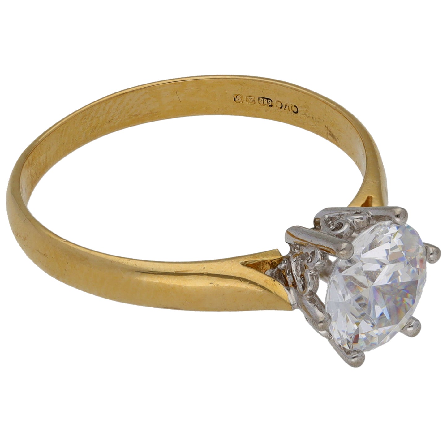 14ct Gold Cubic Zirconia Single Stone Ring Size R