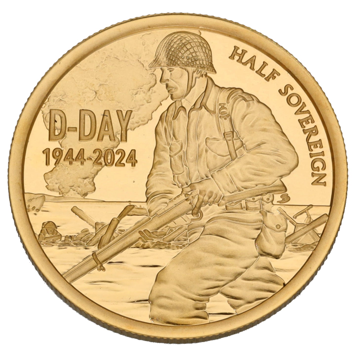 22ct Gold King Charles III D-Day Half Sovereign Coin 2024
