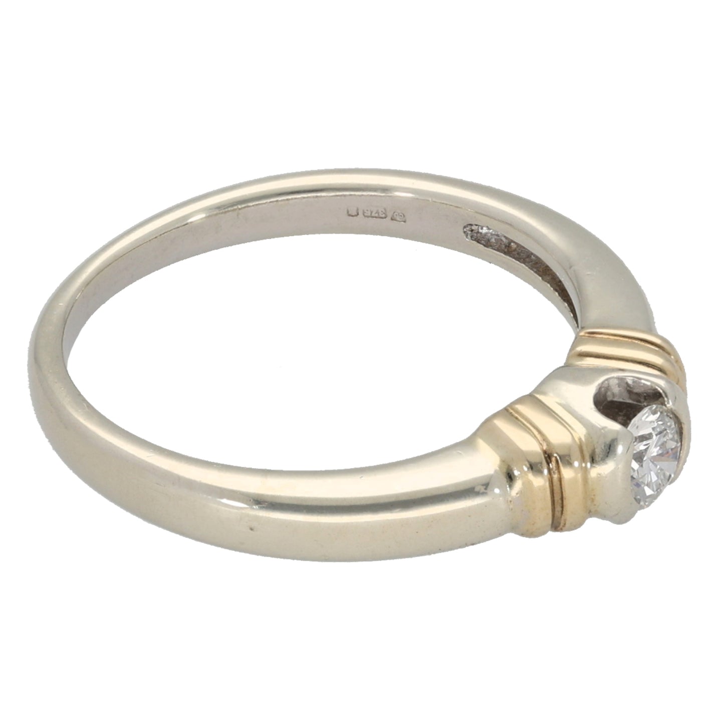 9ct Bicolour Gold 0.20ct Diamond Solitaire Ring Size K