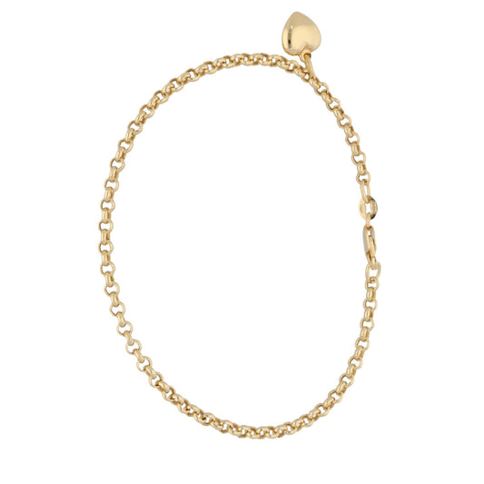 14ct Gold Belcher With Heart Bracelet