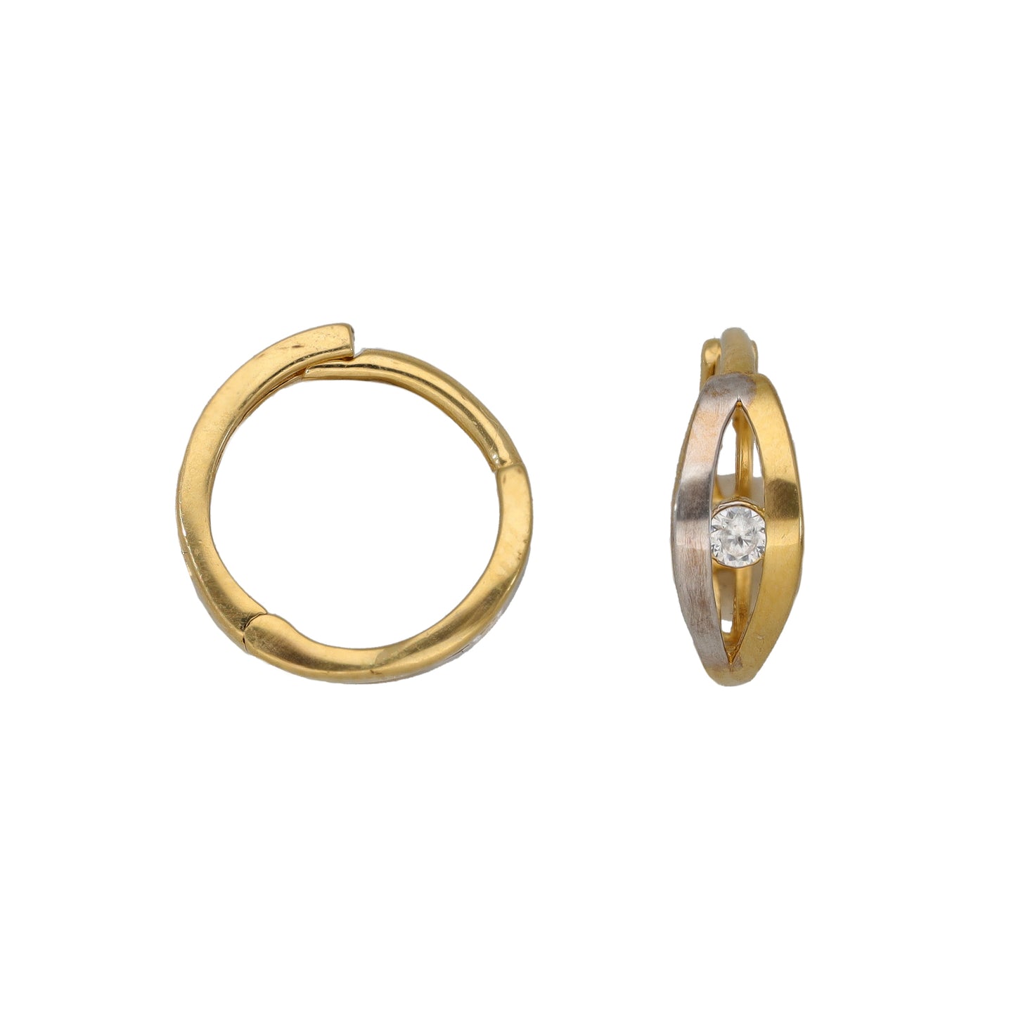 14ct Bicolour Gold Cubic Zirconia Hoop Earrings