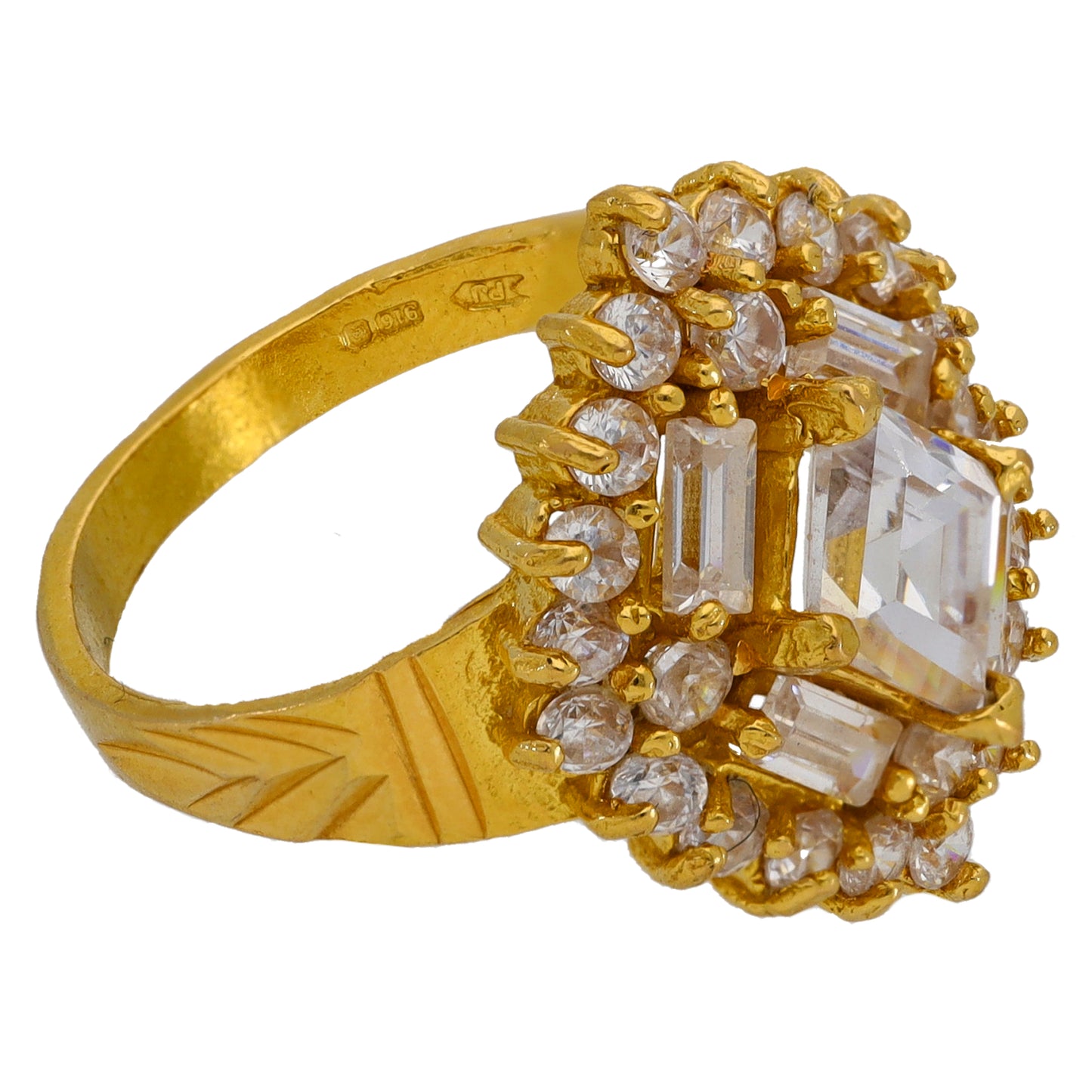 22ct Gold Cubic Zirconia Cluster Ring Size L