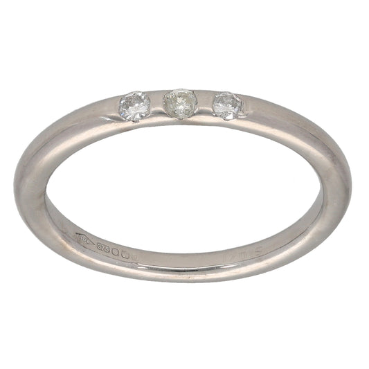 9ct White Gold 0.09ct Diamond Solitaire Ring Size O