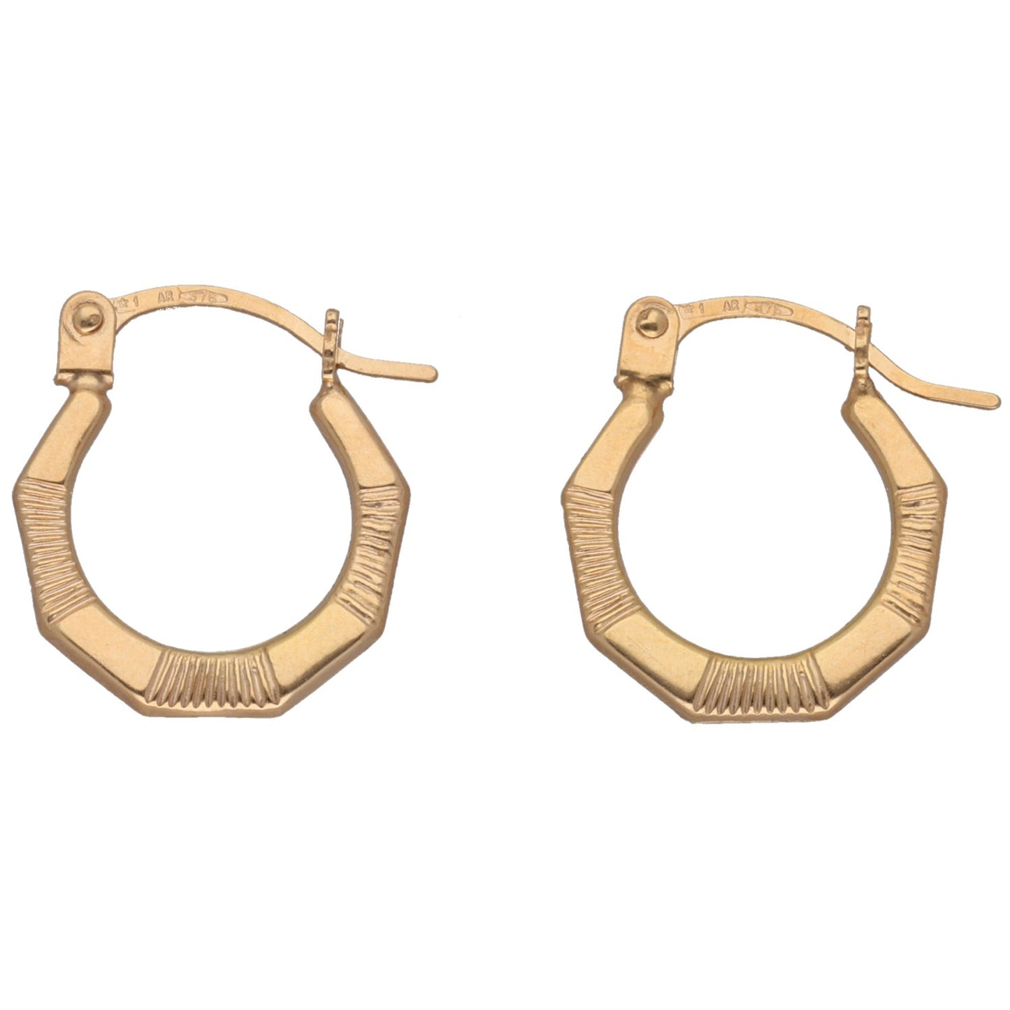 New 9ct Gold Ribbed Creole Earrings